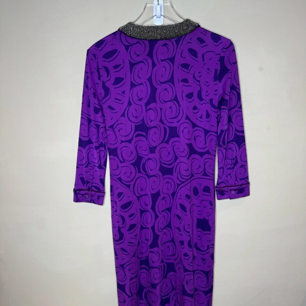 Vintage Tori Burch purple beaded dress size small